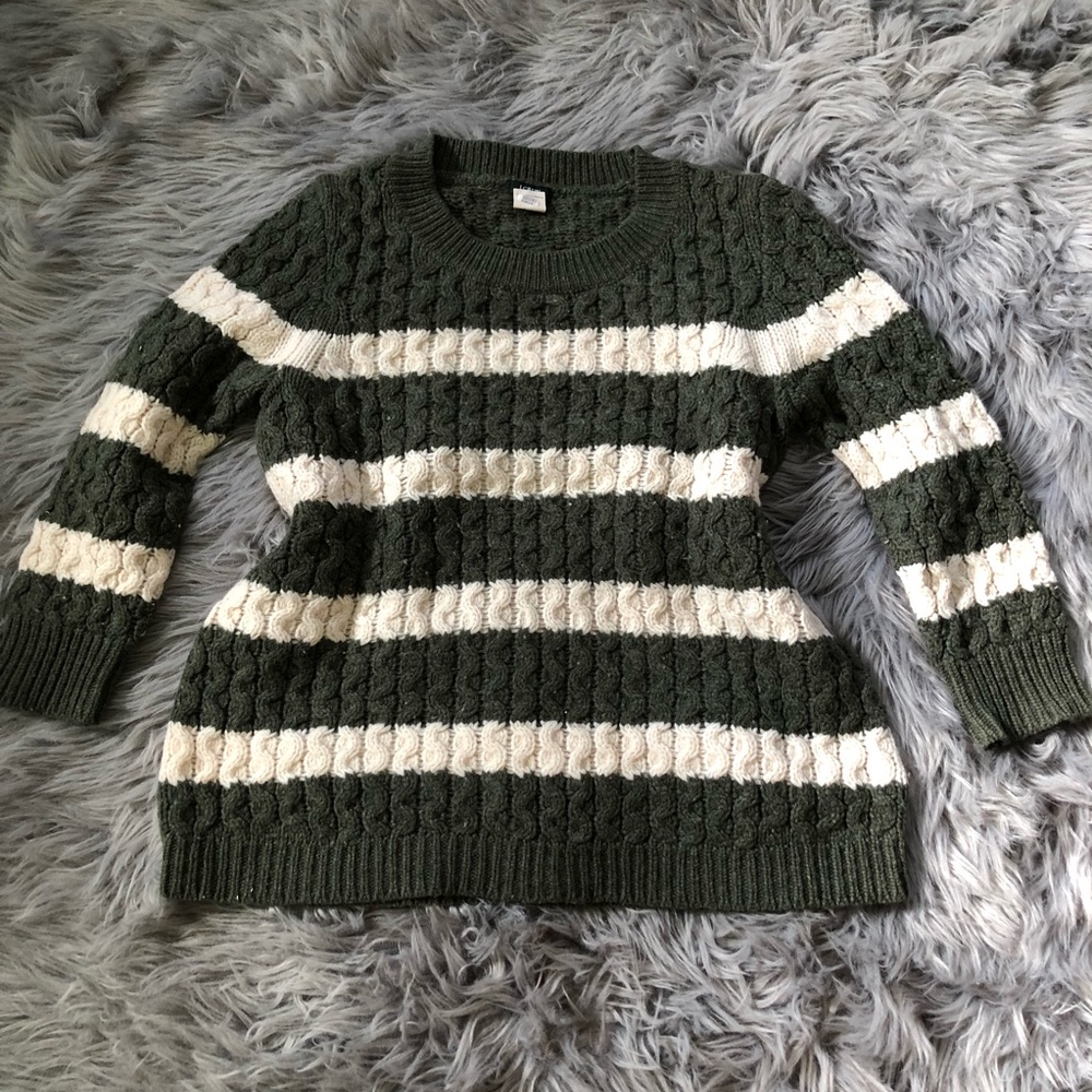J crew merino wool striped sweater crewneck